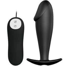 PRETTY LOVE PLUG ANAL EN SILICONE FORME PENIS ET 12 MODES DE VIBRATION NOIR