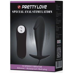 PRETTY LOVE PLUG ANAL EN SILICONE FORME PENIS ET 12 MODES DE VIBRATION NOIR