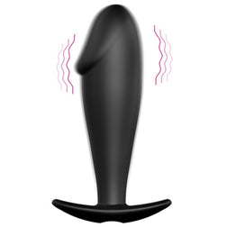 Plug anal Remote Control Plug vibrant forme pénis 12 modes télécommande en Silicone noir 10.5 cm vu de face