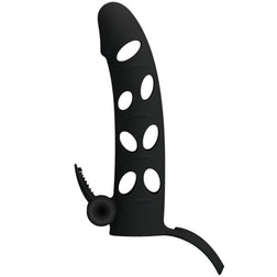 Gaine pénienne vibrante silicone 15,2 cm + cockring — vue de profil