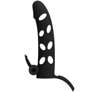 Gaine pénienne vibrante silicone 15,2 cm + cockring — vue de profil
