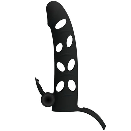 Gaine pénienne vibrante silicone 15,2 cm + cockring — vue de profil