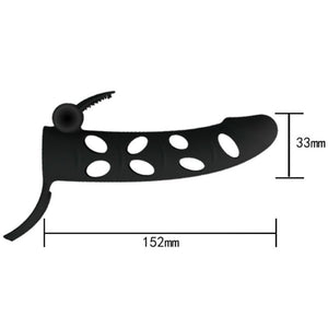 Gaine pénienne vibrante silicone 15,2 cm + cockring — texture visible