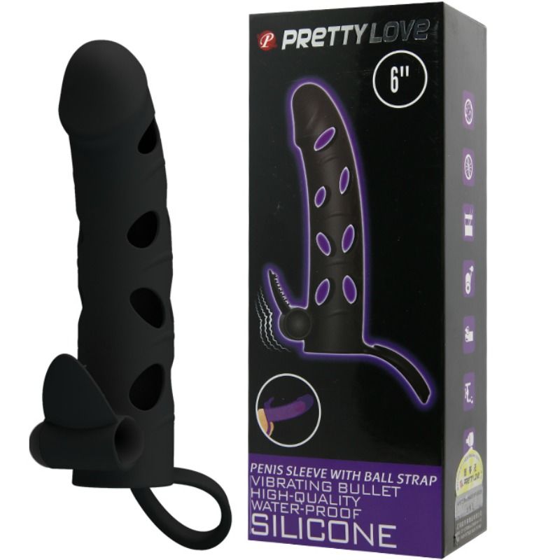 Gaine pénienne vibrante silicone 15,2 cm + cockring — emballage