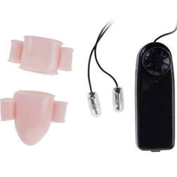 Masturbateur homme Baile Duo de stimulateurs vibrants pour pénis Alfred — Gland et base en TPR chair vu de face