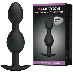 Chapelet anal en silicone avec poignée 12,5 cm — vue de face