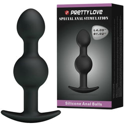 Chapelet anal noir en silicone à billes lestées 10,3 cm — vue de face