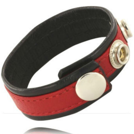 Cockring cuir ajustable 3 pressions rouge et noir · Leather Body · Cockrings