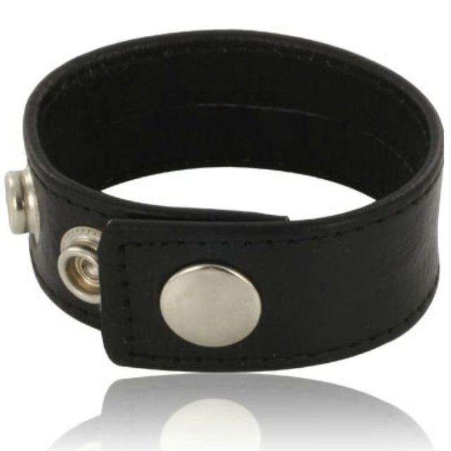 Cockring modèle cuir ajustable 3 pressions noir en Cuir noir pour le plaisir intime.
