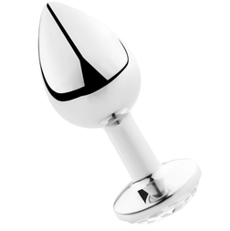 Plug anal Secretplay Toys aluminium strass transparent 8 cm — taille M en Aluminium transparent 8.0 cm vu de face