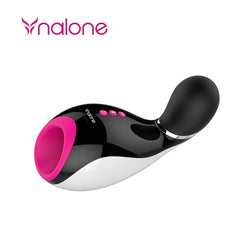 Nalone Oxxy male masturbator in black silicone for intimate pleasure.