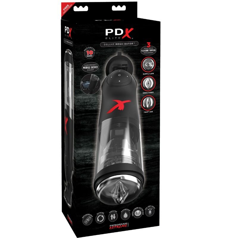 Masturbateur automatique rotation + va-et-vient 3 gaines interchangeables — vue de profil