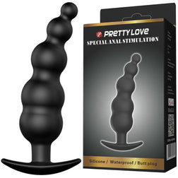 Plug anal boules graduées silicone noir 11,8 cm · Pretty Love Bottom · Plugs