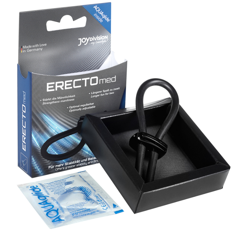 Cockring lacet silicone noir — vue de profil