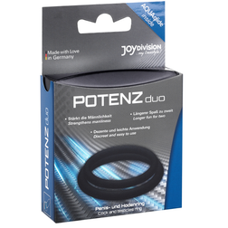 Cockring Joydivision Potenzduo Duo s silicone noir taille M — Potenzduo en Silicone noir vu de face