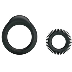 Cockring Kit 2 s silicone texturés — Virility Rings en Silicone noir vu de face