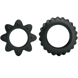 Cockring silicone à motif floral x2 — Flowering Set en Silicone multicolore vu de face