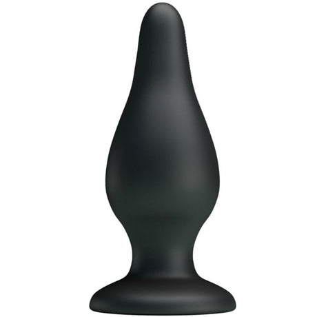 Plug anal silicone noir 15,4 cm avec ventouse — Party Up noir vu de face