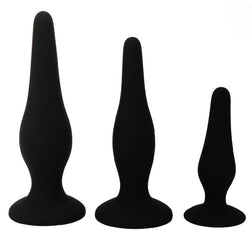 Kit Pretty Love de trois plugs anaux noirs à ventouse.