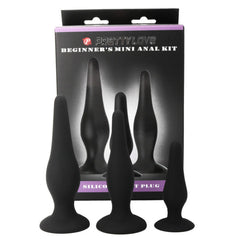 Kit Pretty Love de trois plugs anaux noirs à ventouse.