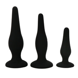 Kit Pretty Love de trois plugs anaux noirs à ventouse.