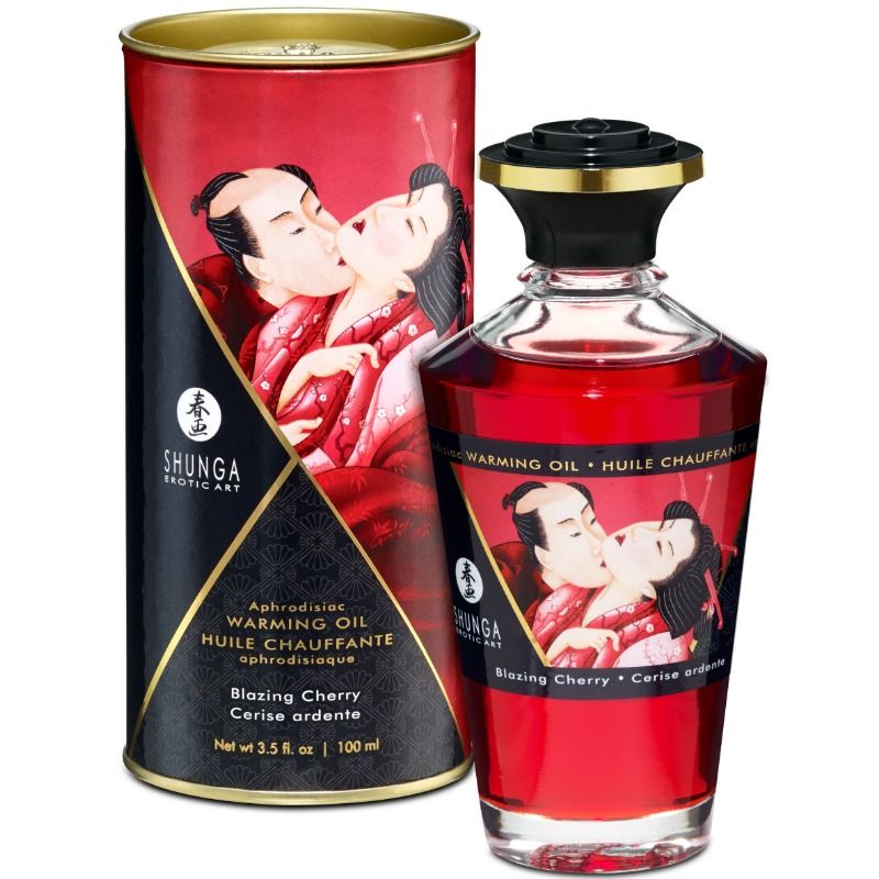 Huile de massage chauffante comestible cerise 100 ml — Shunga · Shunga Oils · Huiles aromatisées