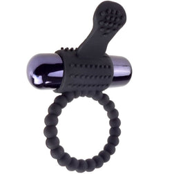 Cockring vibrant modèle en silicone perlé en Silicone noir pour le plaisir intime.