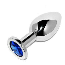 Plug bijou acier poli cristal bleu 5,7 cm — emballage