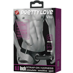 Harnais strap-on vibrant Pretty Love Vito avec gode creux 17,5 cm — emballage