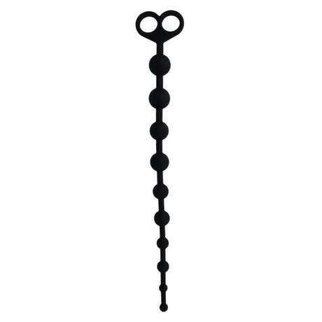 Black Silicone Anal Beads, 10 Beads, 34 cm — Jaiden