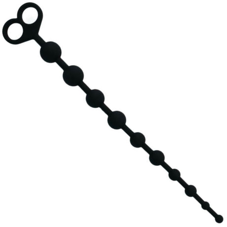 Black Silicone Anal Beads, 10 Beads, 34 cm — Jaiden
