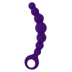 Vue de profil du chapelet anal violet à perles progressives