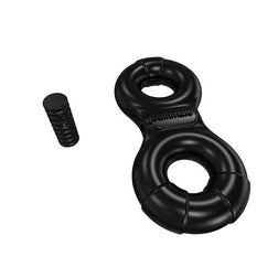 Double cockring vibrant en 8 — gros plan
