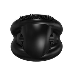 Cockring vibrant Bathmate double bande 3 vitesses — Vibe Strength en TPE noir vu de face