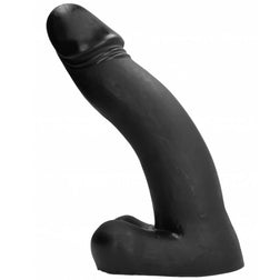 Gode XXL réaliste noir 45 cm avec testicules — vue de profil