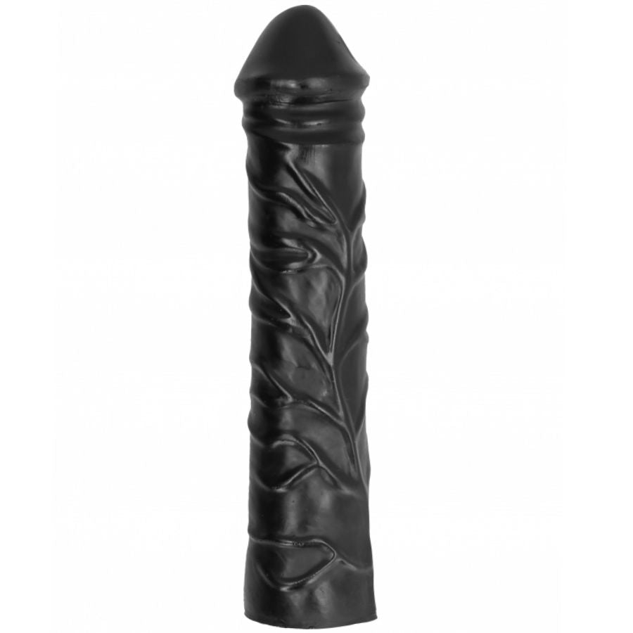 Gode XL noir veiné souple 32 cm — vue de profil