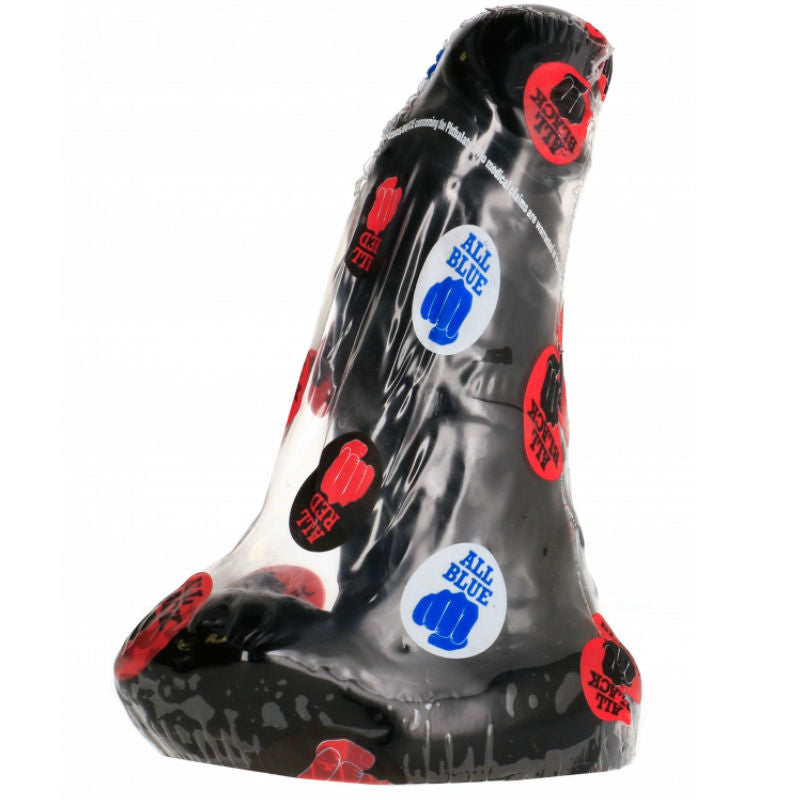 Gode noir nervuré 13 cm avec testicules — emballage