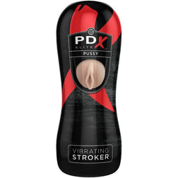 Vue de face du masturbateur vibrant noir et rouge