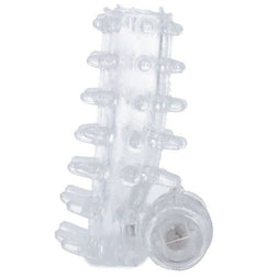 Gaine pénis Gaine pénienne transparente picots + cockring vibrant transparent vu de face