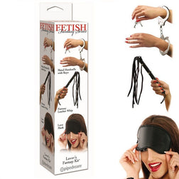 Kit BDSM 3 pièces fouet menottes masque — Lovers Fantasy