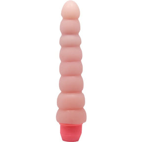 Vibromasseur Flexi Vibe 19 cm couleur chair, tige à anneaux et culot corail