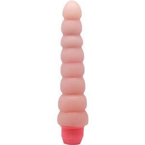 Vibromasseur Flexi Vibe 19 cm couleur chair, tige à anneaux et culot corail