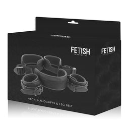 FETISH SUBMISSIVE POSITION JAMBES OUVERTES AVEC MENOTTES DOUBLEES EN NOPRENE