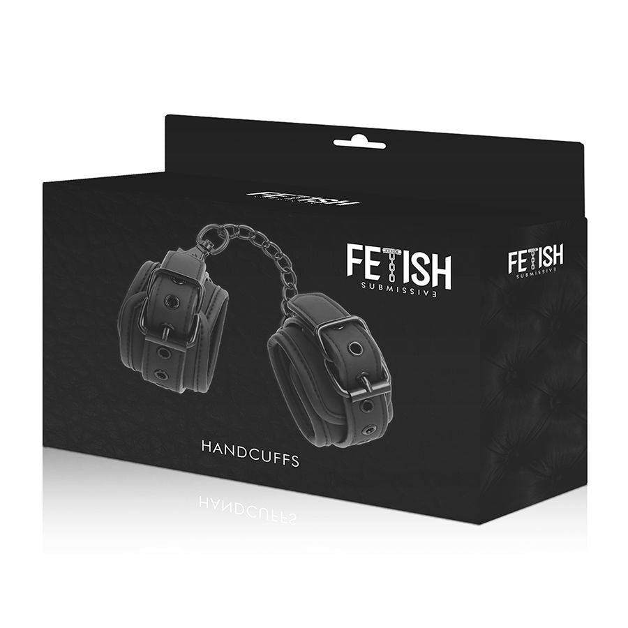 FETISH SUBMISSIVE MENOTTES EN CUIR VEGETALIEN AVEC DOUBLURE EN NOPRENE