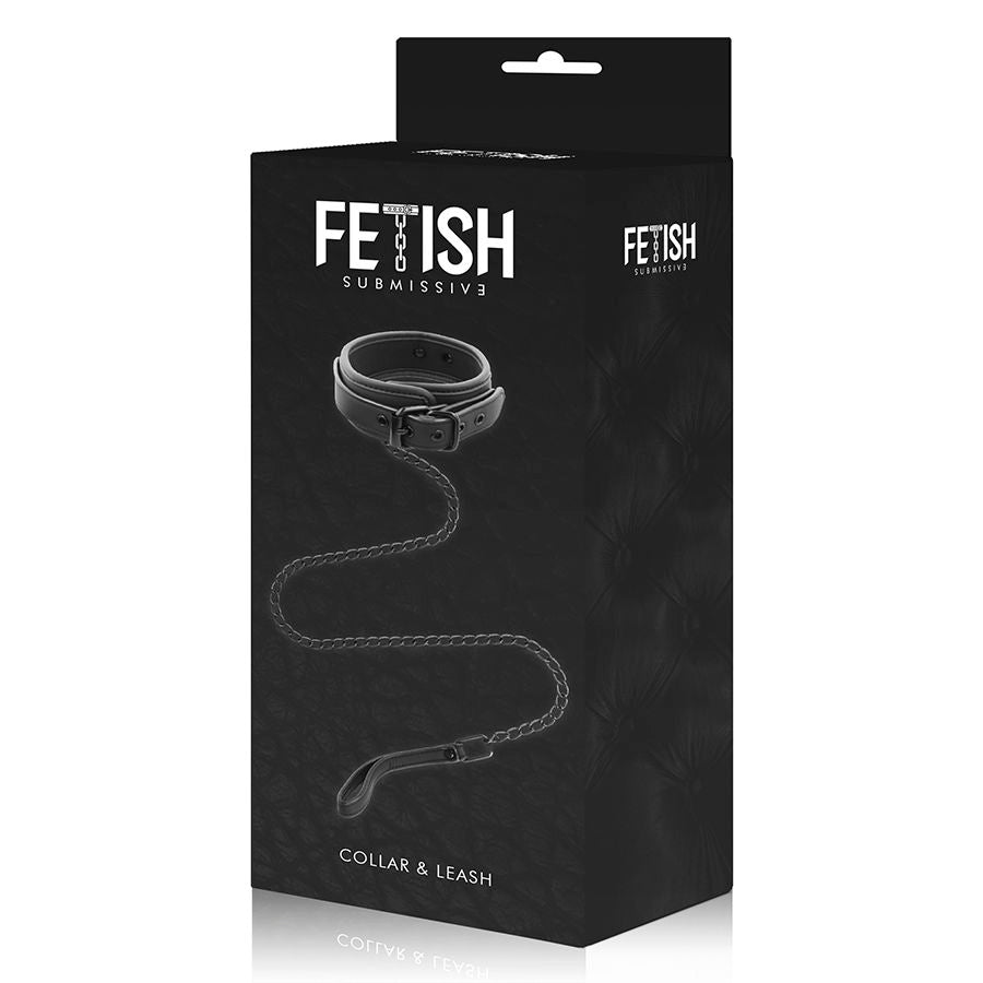 Collier Fetish Submissive avec laisse chaîne et doublure néoprène