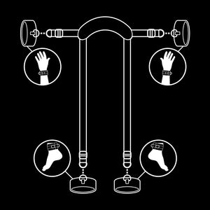 FETISH SUBMISSIVE POSITION MAITRE AVEC 4 MENOTTES DOUBLEES DE NOPRENE