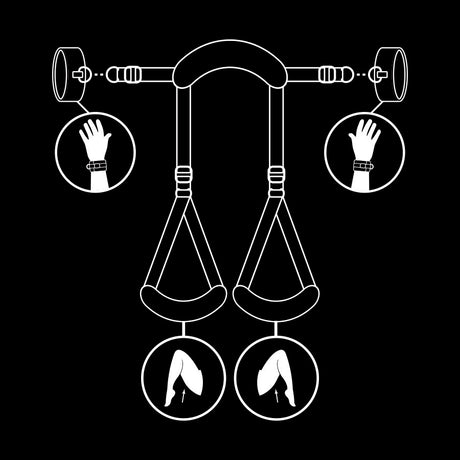 FETISH SUBMISSIVE POSITION JAMBES OUVERTES AVEC MENOTTES DOUBLEES EN NOPRENE