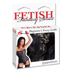 Menottes en métal chromé doublées fourrure noire — Fetish Fantasy
