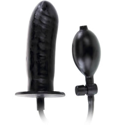 Gode gonflable en latex noir avec poire de gonflage manuelle