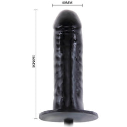 Dimensions du gode gonflable noir de 16 cm de longueur